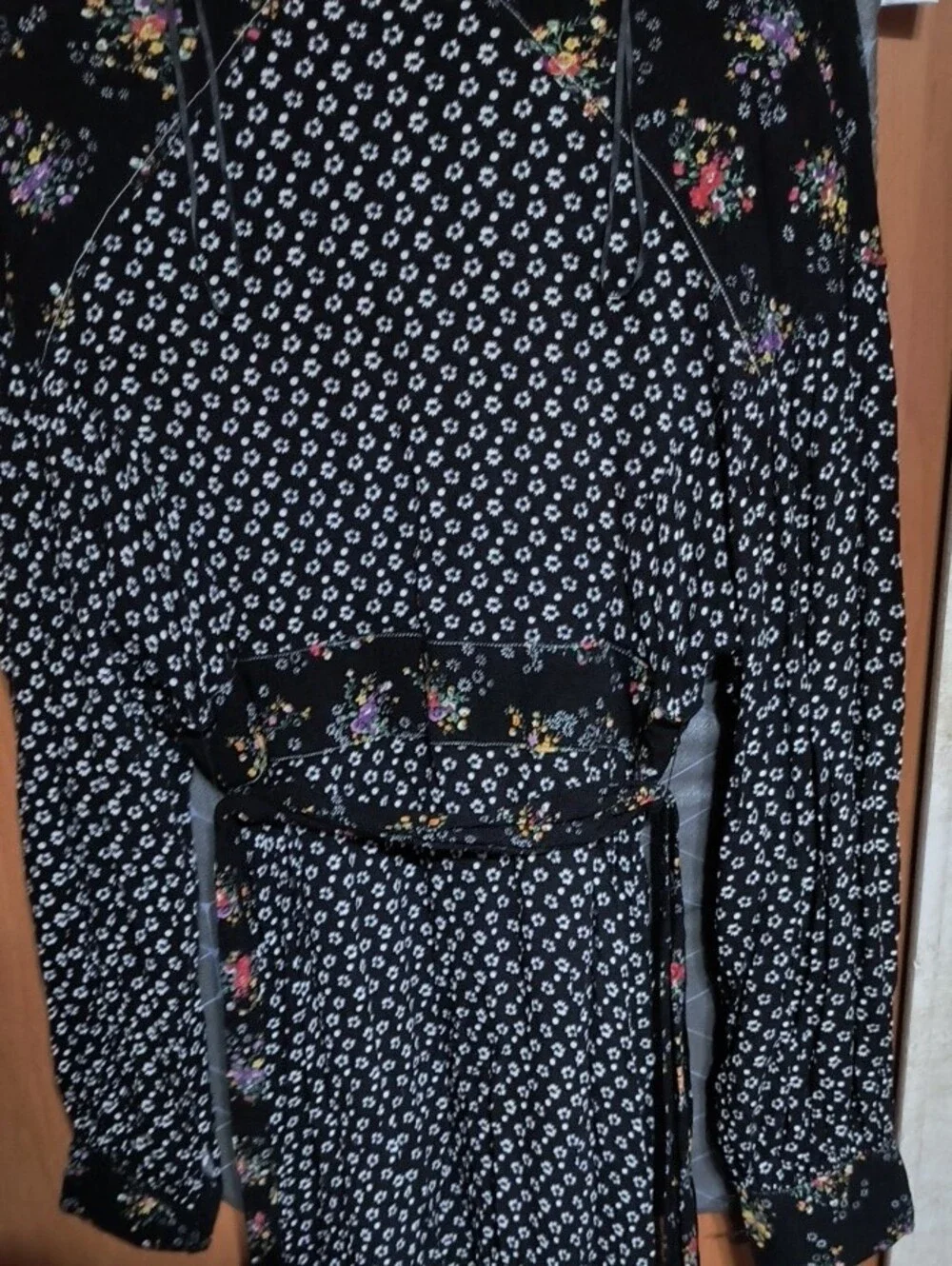 Free People Black Floral Long Sleeve Dress